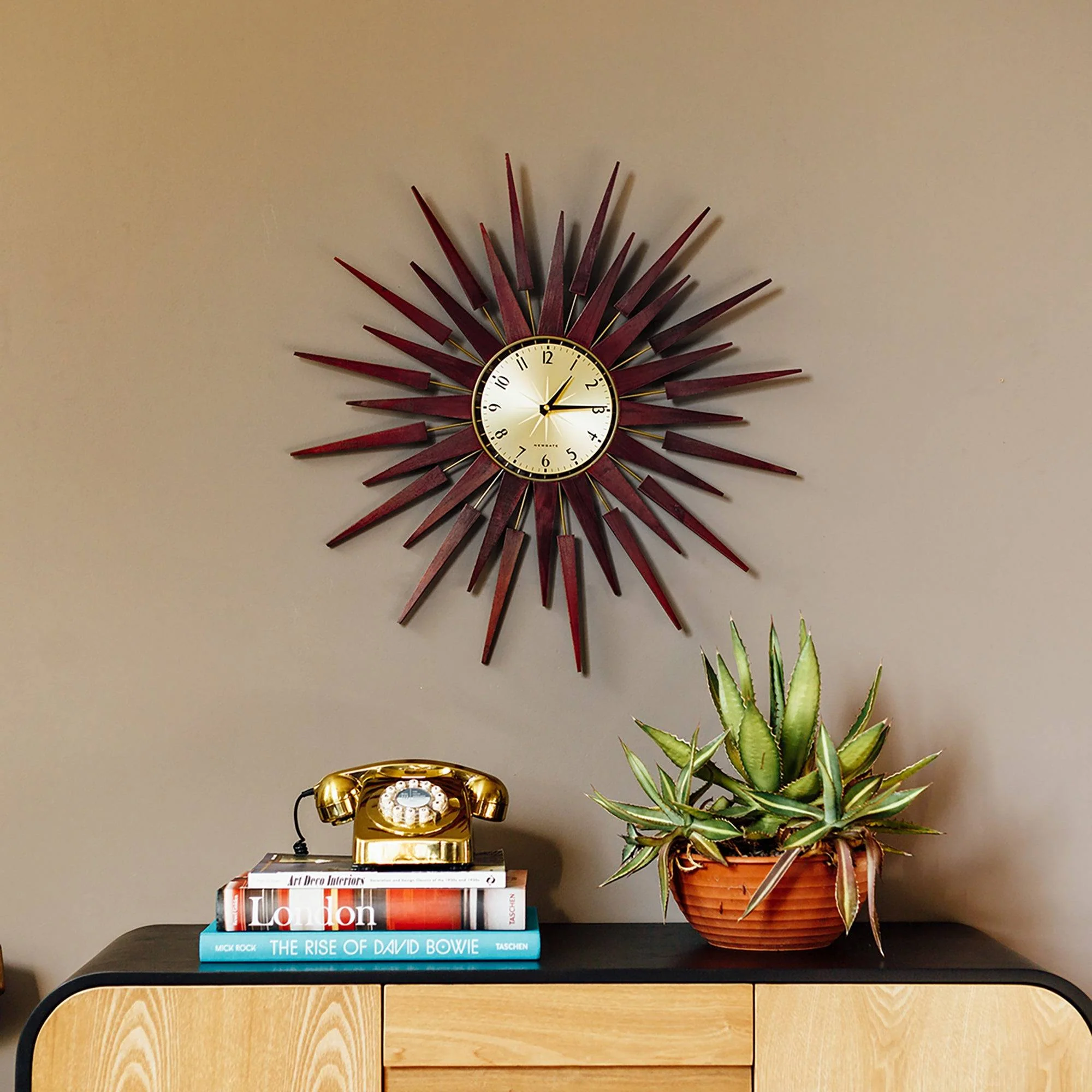 Newgate Pluto wall clock in dark wood - Image 6