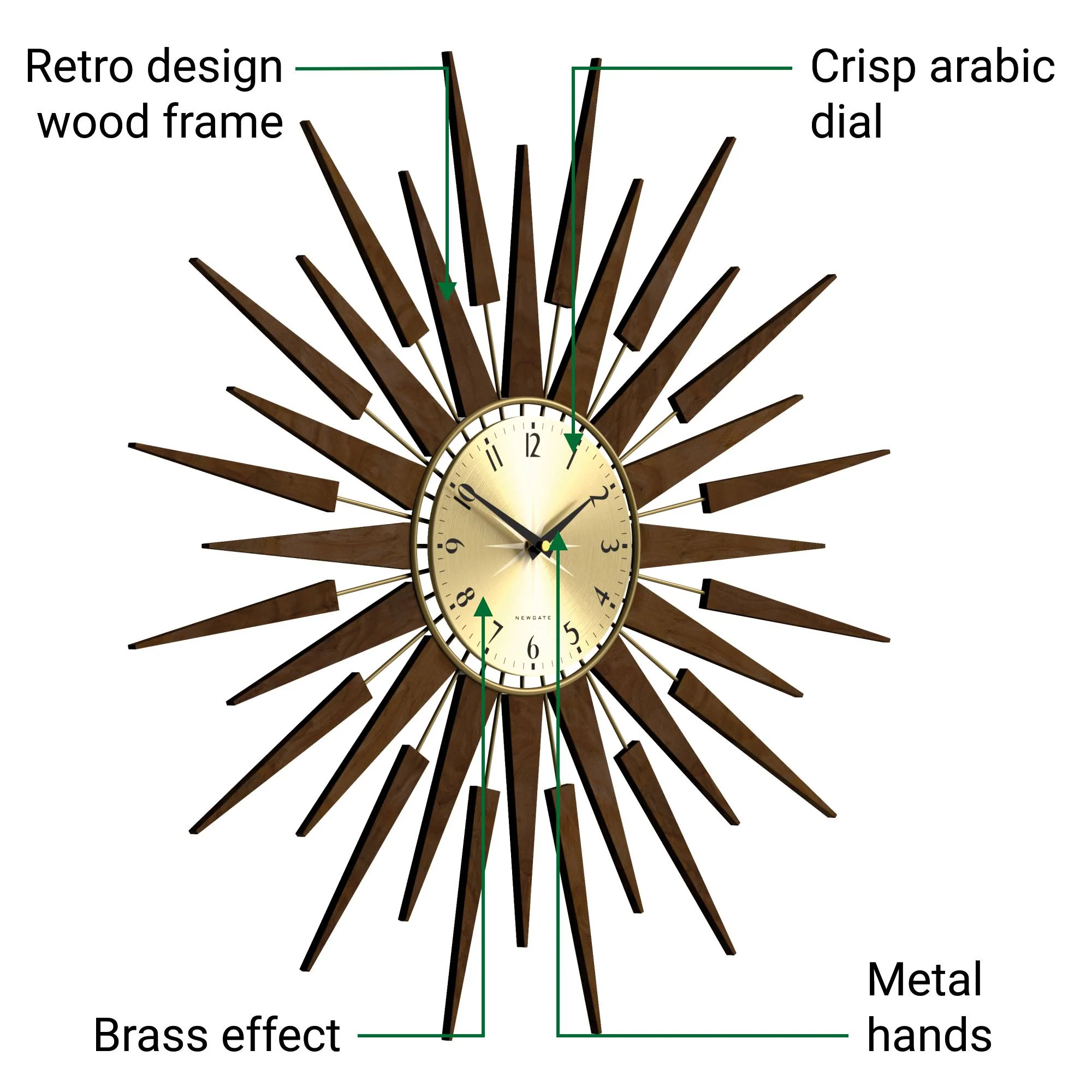 Newgate Pluto wall clock in dark wood - Image 7