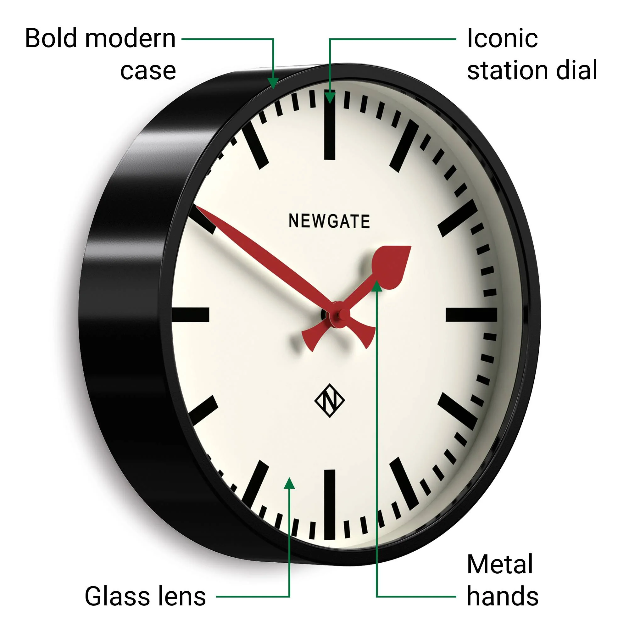 Newgate Luggage wall clock in black - Image 6