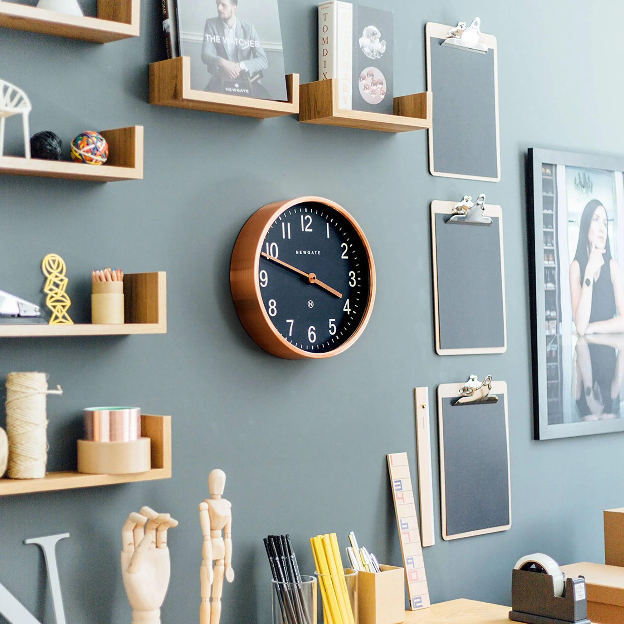 Newgate Master Edwards wall clock in copper and blue - Image 5