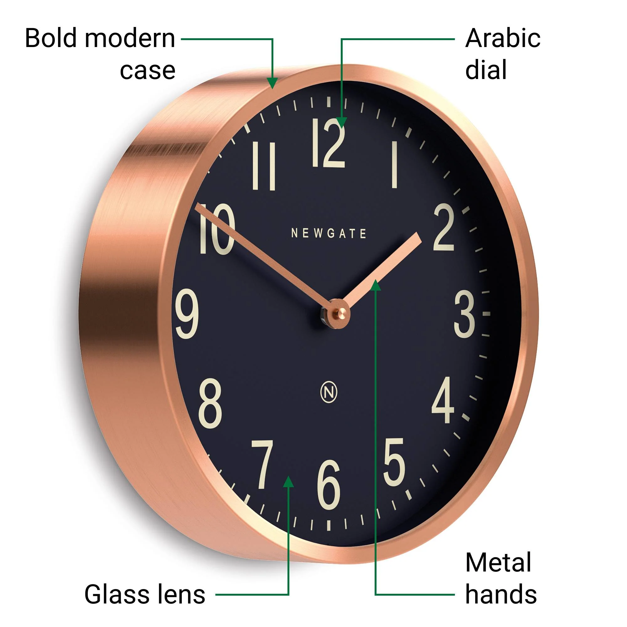 Newgate Master Edwards wall clock in copper and blue - Image 6