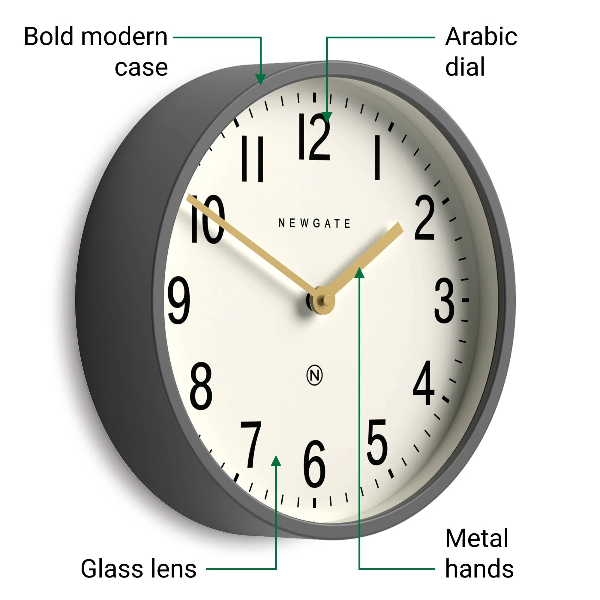 Newgate Master Edwards wall clock in grey - Image 6