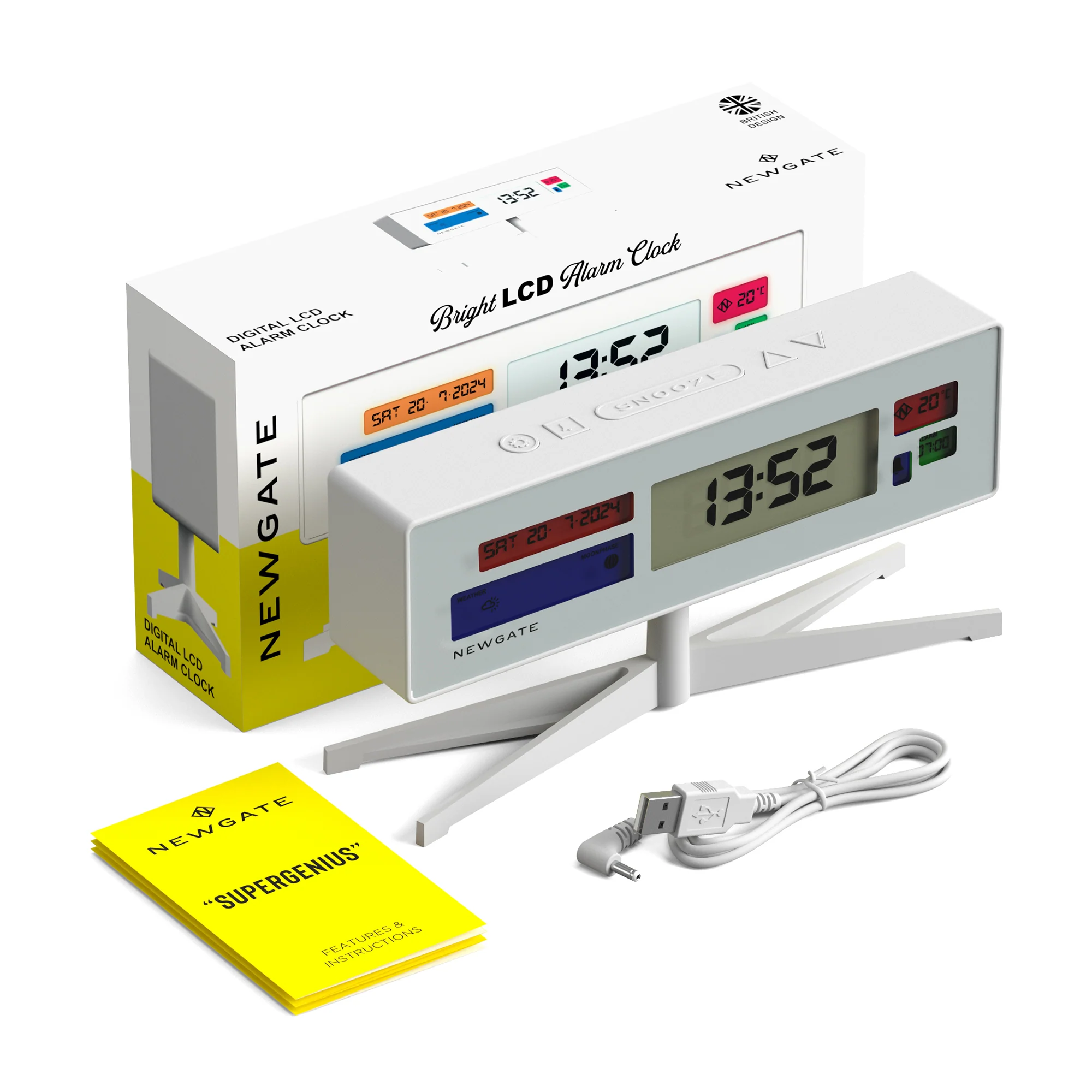 Newgate Supergenius LCD clock in white - Image 8