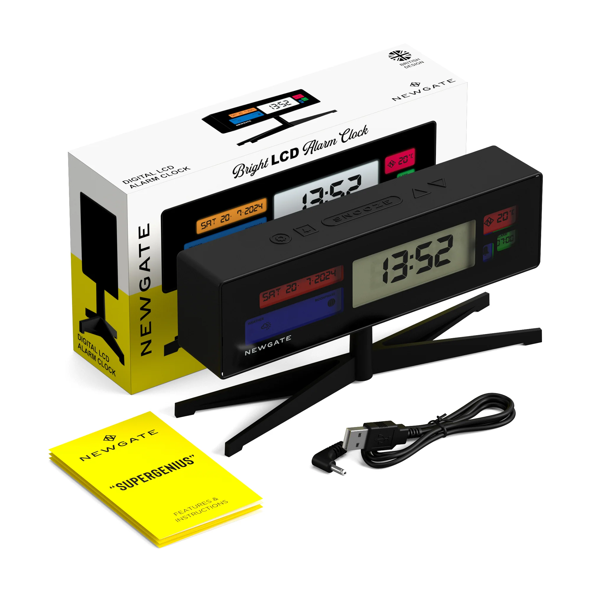 Newgate Supergenius LCD clock in black - Image 8