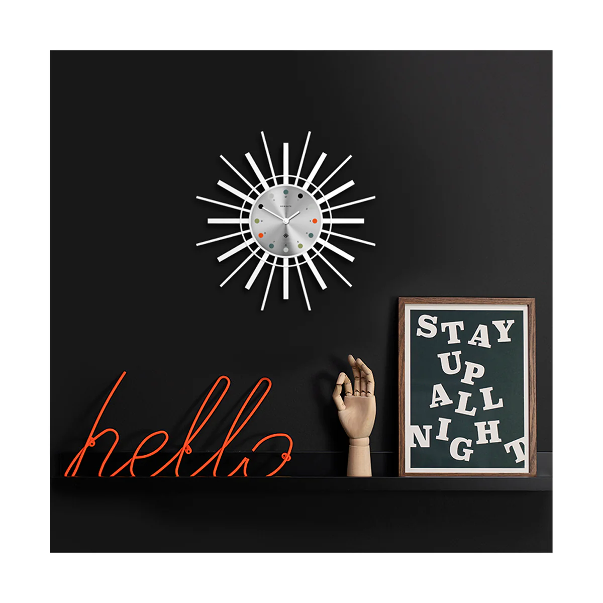 Newgate Stingray wall clock in white and aluminium - Image 3